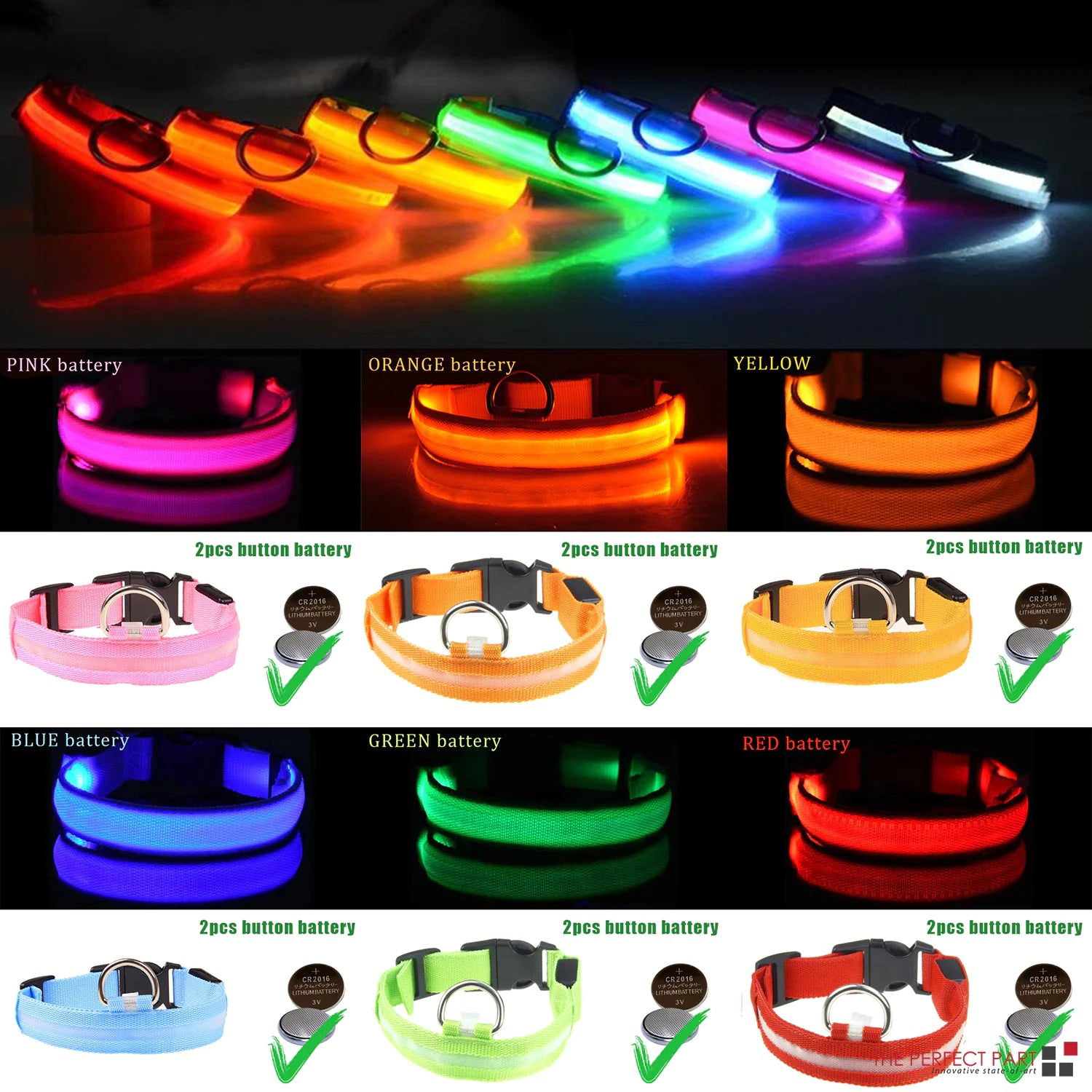 LED Adjustable Dog Collar - Pets Safety Accessory - Waterproof