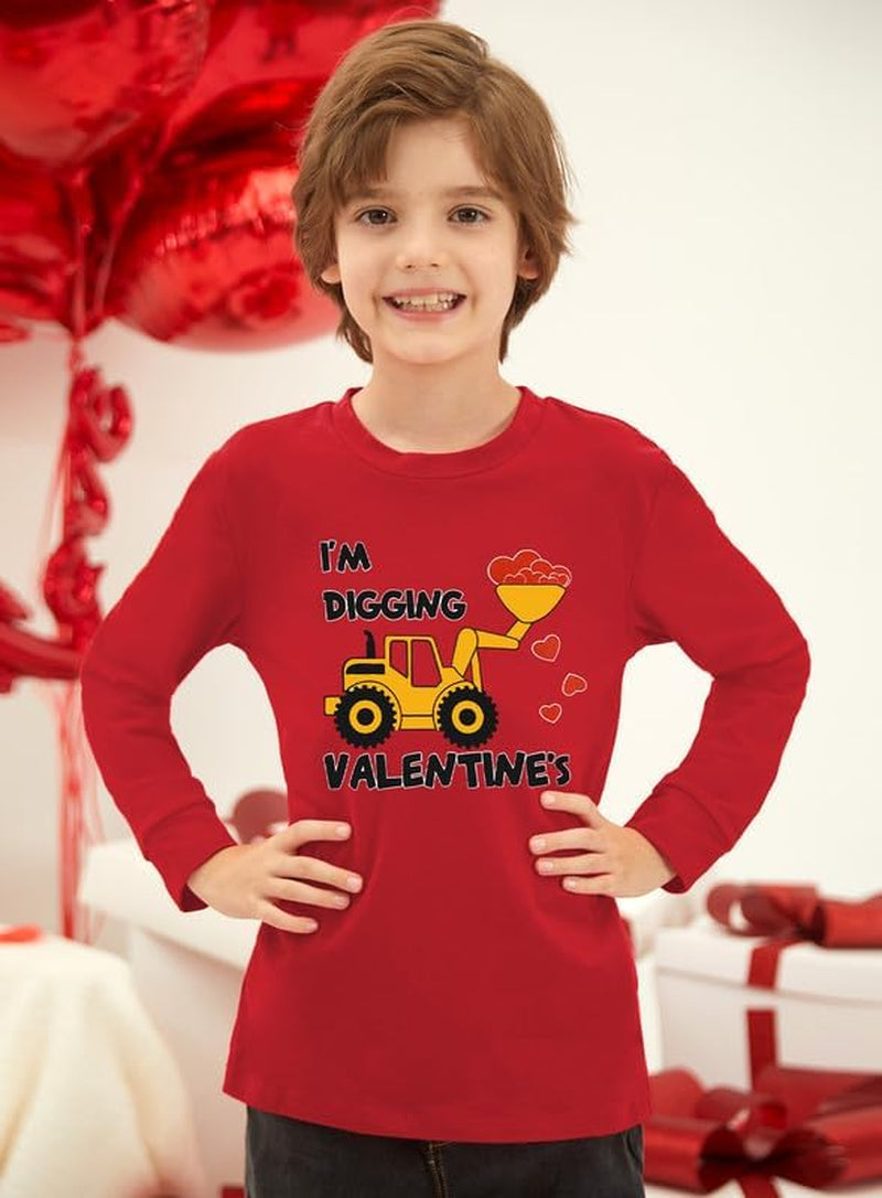 Unisex Kid'S Valentines Day Print Top Cute Long Sleeve Shirt 2-10 Years