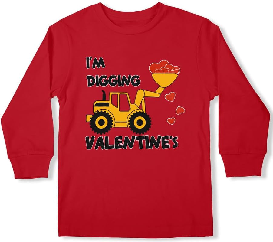 Unisex Kid'S Valentines Day Print Top Cute Long Sleeve Shirt 2-10 Years