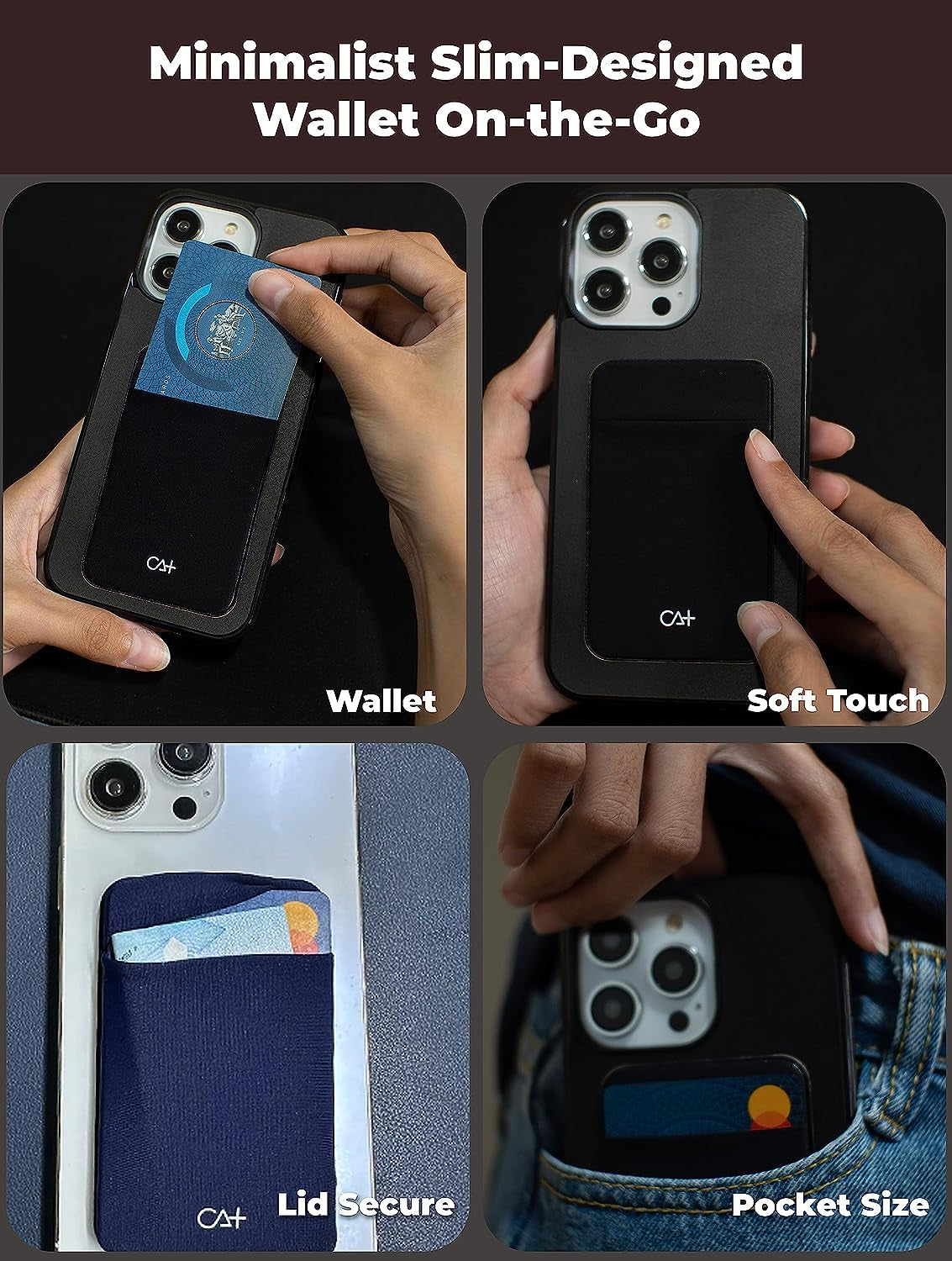 Phone Wallet Card Holder for Phone Case - Sleeves Stick on Wallet for Cell Phone / Card Holder