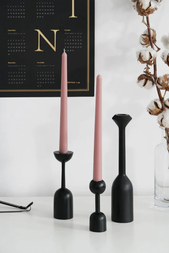 Black Wooden Candle Holder