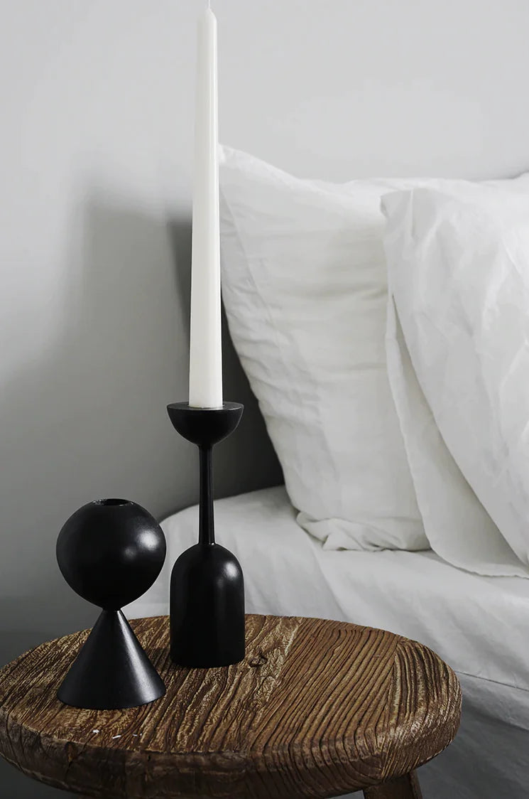 Black Wooden Candle Holder