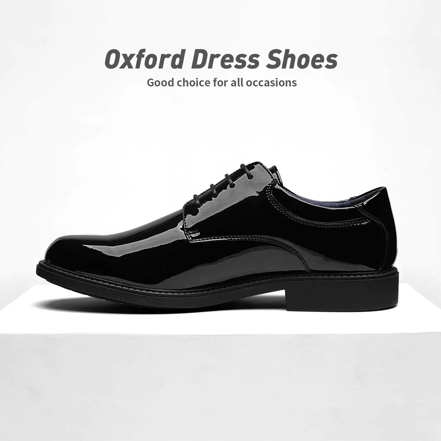 Bruno Marc Men's Dress Oxford Shoes Classic Lace Up Formal Shoes 8.5 Black Pat