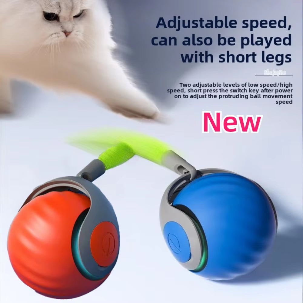 Automatic Electric Ball for Cats with Feather Teaser