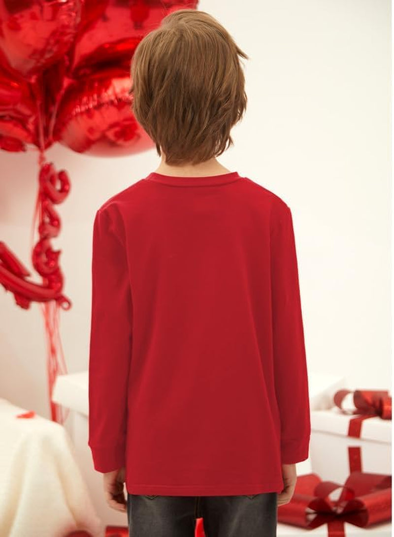 Unisex Kid'S Valentines Day Print Top Cute Long Sleeve Shirt 2-10 Years