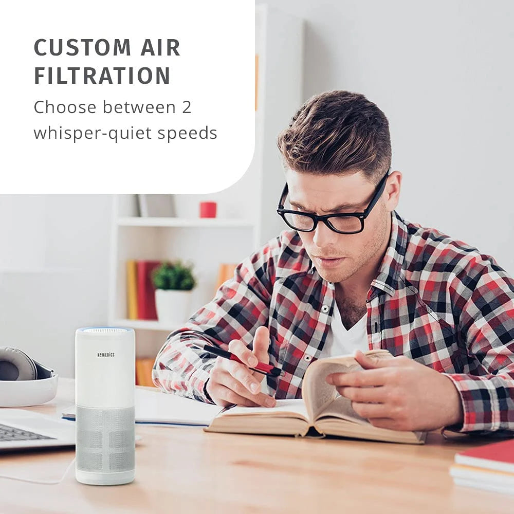 Portable Air Purifier, Travel Size, UV-C Light, HEPA Type Filter Removes Allergens, Pollutants, Mold, Odors, AP-P60-WT