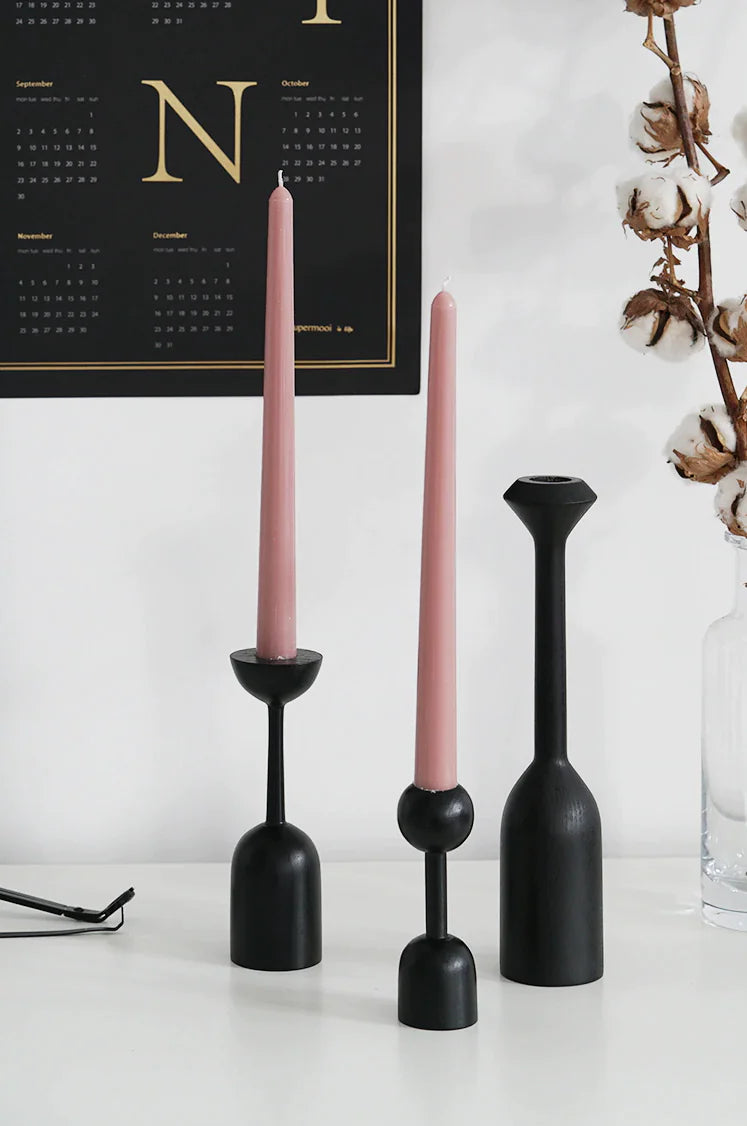 Black Wooden Candle Holder