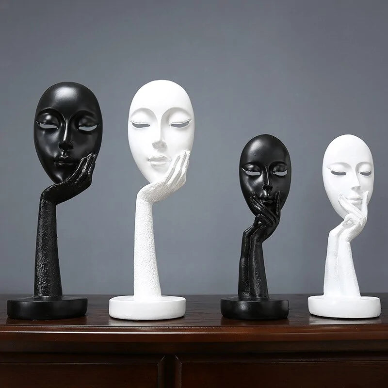 3D Face Mask Abstract Sculpture Decorative Art