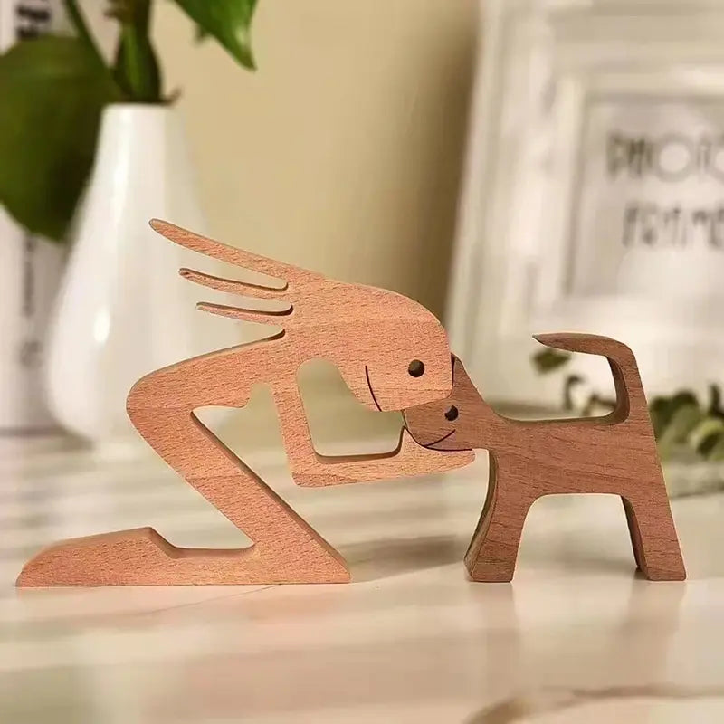 Handcrafted Wooden Puppy Figurine