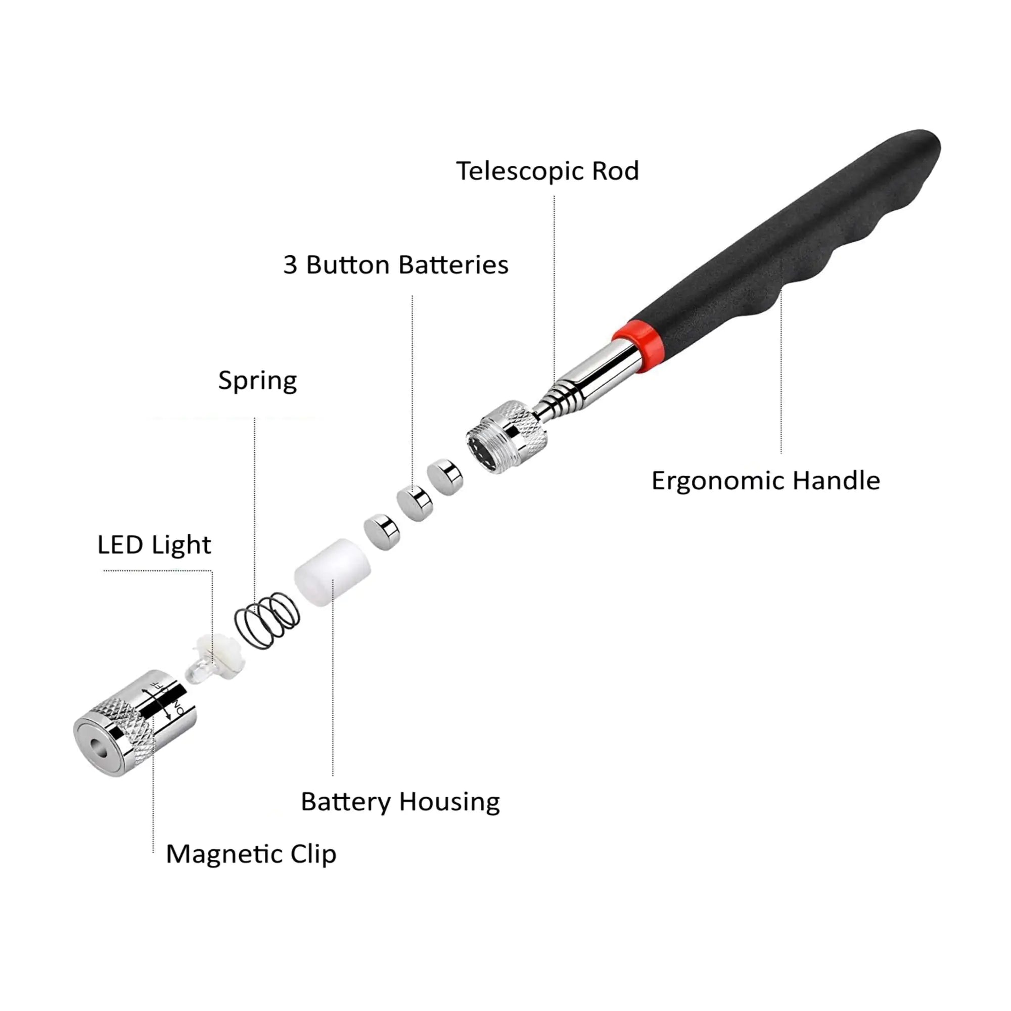 Magnetic Pick Up Tool with LED Light (2-Pack)